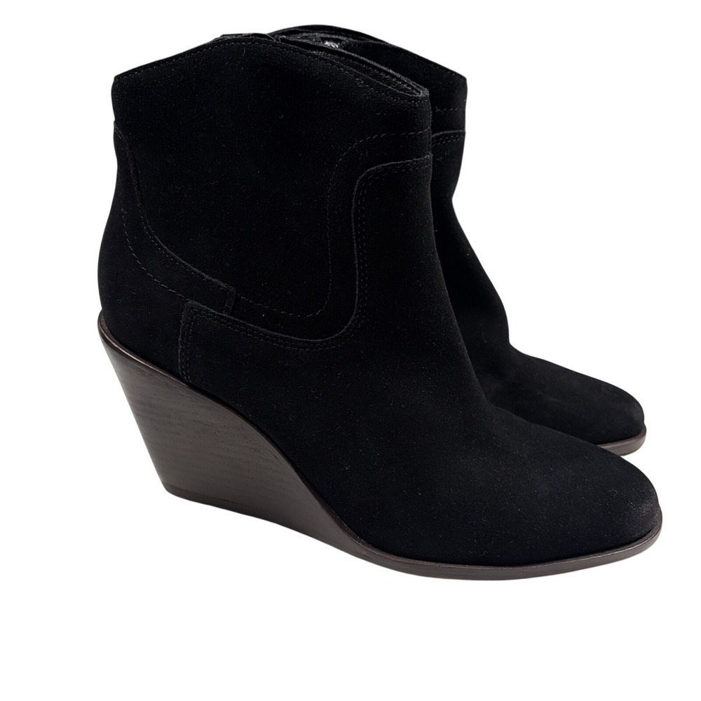 Luck Brand Wadier Black Leather Wedge Booties, Women's Size 9M, New, Boots